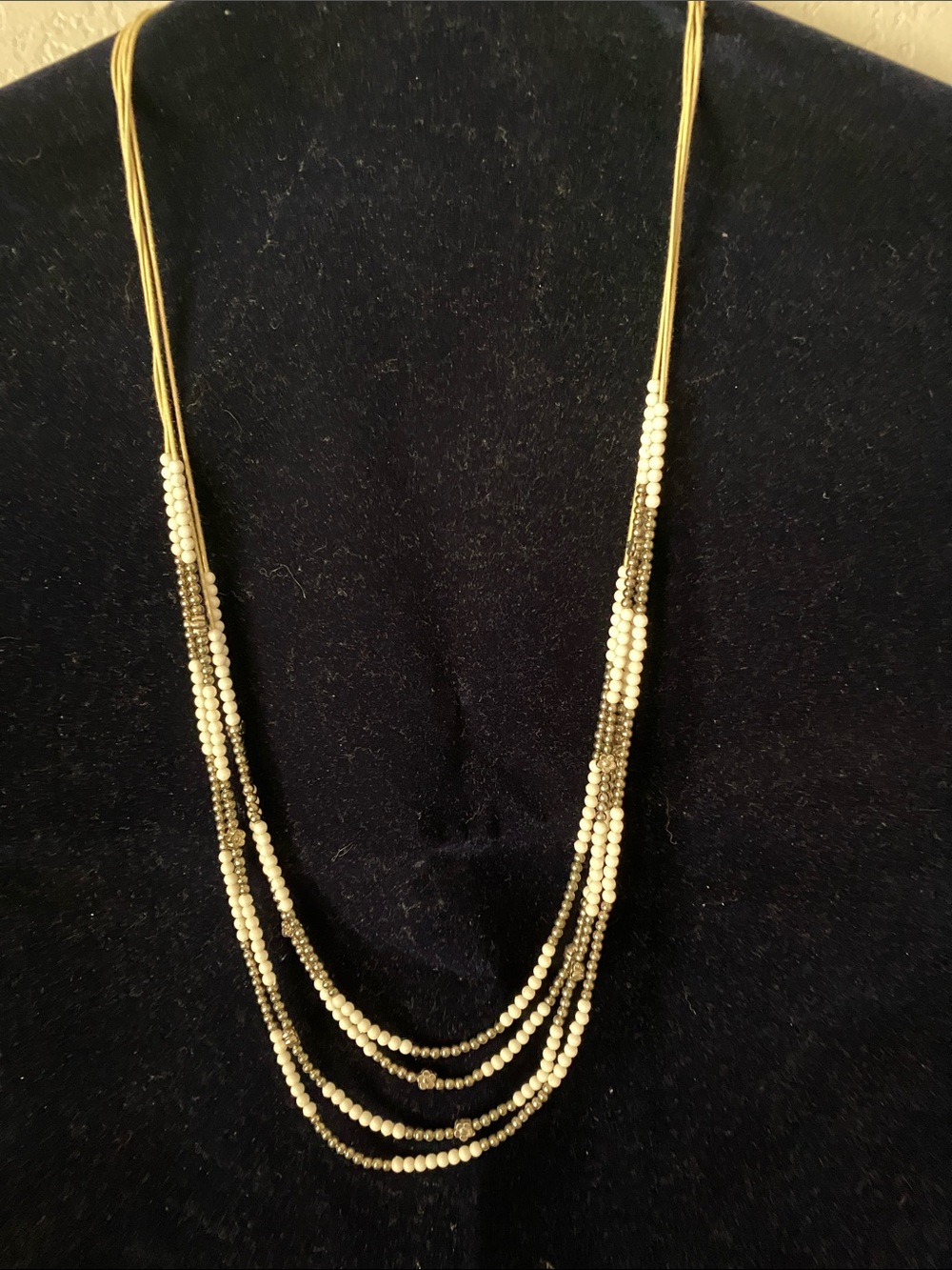 Multi-Strand Ivory and Silver Bead Necklace - Women Jewelry